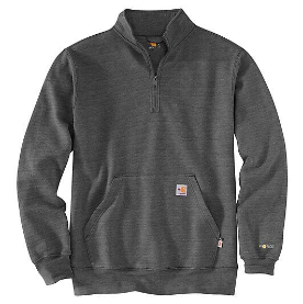 Carhartt Men's FR Force Loose Fit Midweight Mock Neck Sweatshirt - Black Heather