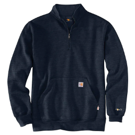 Carhartt Mens FR Force Loose Fit Midweight Mock Neck Sweatshirt - Navy