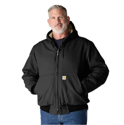 Carhartt Mens FR Loose Fit Duck Insulated Active Jacket - Black men,mens,boy,boys,jacket,coat,hoodie,sweatshirt,sweater,warm,cold,weather,zip,zipper,zip-up,zip-front,front,dark,black