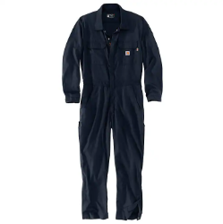 Carhartt Mens Flame-Resistant Force Loose Fit Lightweight Coverall - Navy FR,flame,fire,resistant,men,mens,boy,boys,blues,coverall,coveralls,overalls,overall,work,onesie,dark,navy,blue,midnight