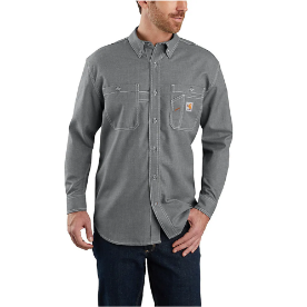 Carhartt Mens FR Force Sun Defender Long Sleeve Button Shirt - Gray