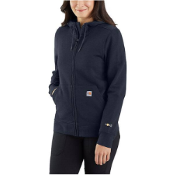 Carhartt Womens FR Force Relaxed Fit Midweight Hooded Zip-Front Sweatshirt - Navy women,womens,girl,girls,lady,ladies,jacket,coat,hoodie,sweatshirt,sweater,zipper,zip-up,zip,dark,blue,navy,midnight