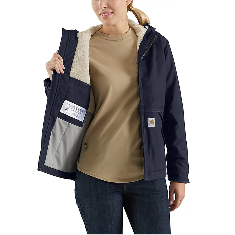 Carhartt Women's FR Full Swing Quick Duck Sherpa-Lined Jacket - Dark Navy - 102694-410-