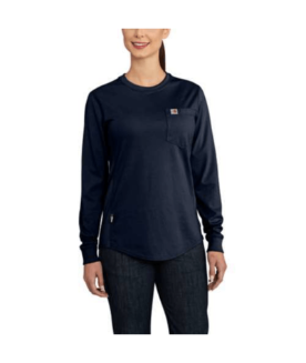 Carhartt Women's Flame Resistant Force Cotton Long-Sleeve Crewneck T-Shirt - Dark Navy