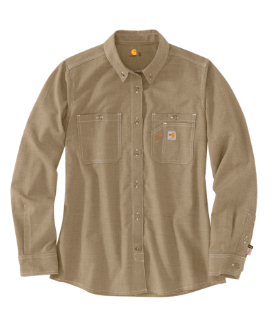 Carhartt Womens FR Force Sun Defender Long Sleeve Button Shirt - Dark Khaki