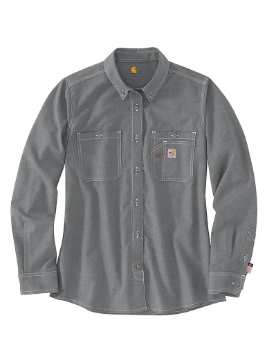 Carhartt Womens FR Force Sun Defender Long Sleeve Button Shirt - Gray