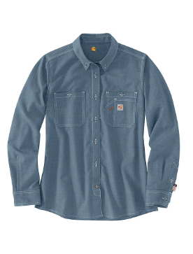 Carhartt Womens FR Force Sun Defender Long Sleeve Button Shirt - Steel Blue