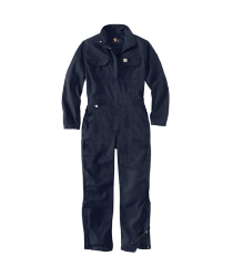 Carhartt Womens Flame-Resistant Rugged Flex Coverall - Dark Navy fr,flame,fire,resistant,retardant,women,womens,girl,girls,lady,ladies,blues,coverall,coveralls,overall,overalls,work,onesie,dark,blue,navy,midnight
