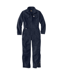 Carhartt Womens Flame-Resistant Rugged Flex Coverall - Dark Navy fr,flame,fire,resistant,retardant,women,womens,girl,girls,lady,ladies,blues,coverall,coveralls,overall,overalls,work,onesie,dark,blue,navy,midnight