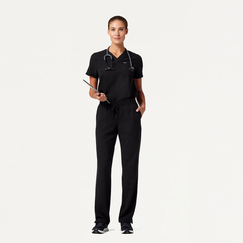 Jaanuu Women's Essential Knit-Waist Scrub Pant - Black - W20001-BK-