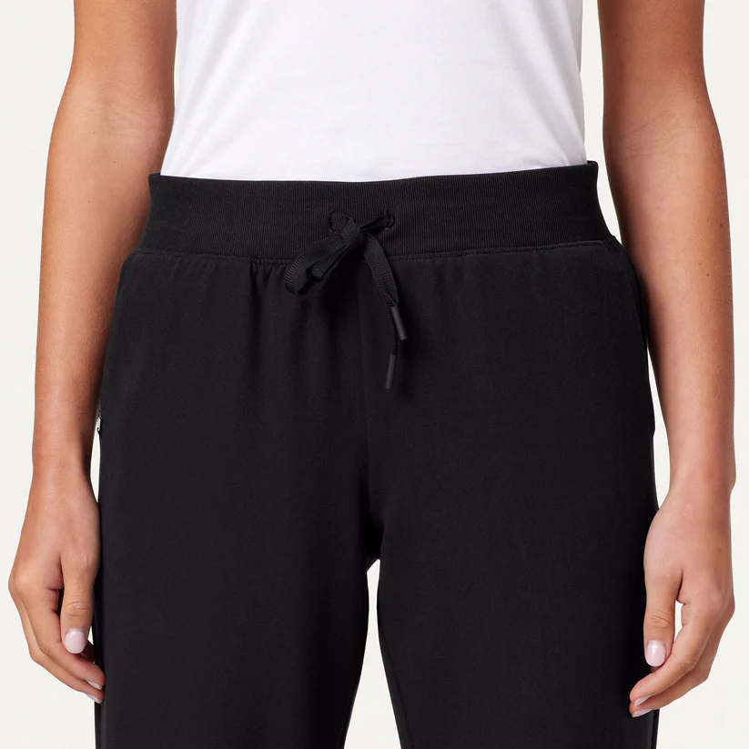 Jaanuu Women's Essential Knit-Waist Scrub Pant - Black - W20001-BK-