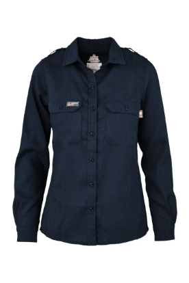 Lapco Womens FR Uniform 5oz. TecaSafe One Inherent Shirt - Denim Navy
