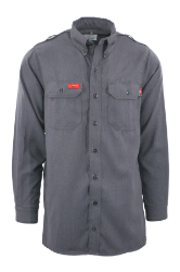 Lapco Mens FR 5.5oz DH Air Uniform Shirt - Gray FR,flame,fire,resistant,retardant,men,mens,boy,boys,shirt,solid,uniform,collar,collared,neck,uniform,long,sleeve,light,dark,gray,grey,charcoal,iron,metal