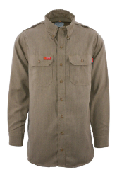 Lapco Mens FR 5.5 oz DH Air Uniform Shirt - Khaki FR,flame,fire,resistant,retardant,men,mens,boy,boys,shirt,solid,uniform,collar,collared,neck,uniform,long,sleeve,light,dark,khaki,tan,beige,brown