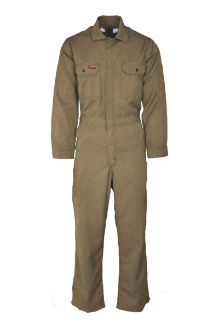 Lapco Mens FR 6.5oz Deluxe 2.0 Coverall - Khaki FR,flame,fire,resistant,men,mens,boy,boys,blues,coverall,coveralls,overalls,overall,work,onesie,dark,khaki,tan,beige,brown,light