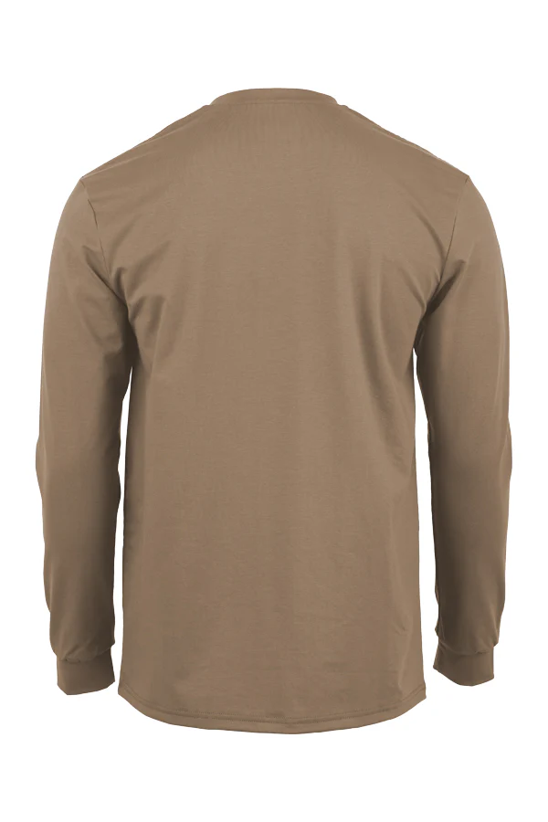 Lapco Mens FR 6oz 93/7 Knit Henley Tee - Khaki - FRT-HJE6KH-