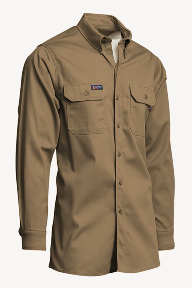Lapco Men's FR 7 oz Uniform Shirt - Khaki - IKH7-