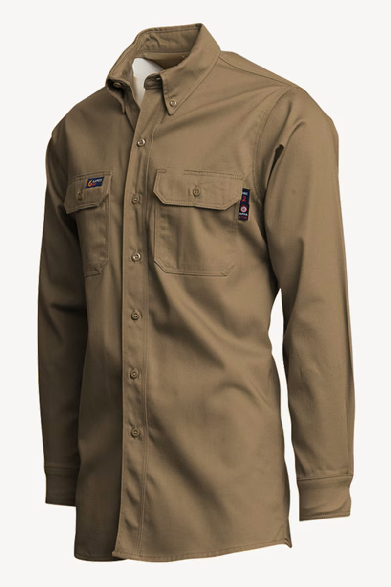 Lapco Men's FR 7 oz Uniform Shirt - Khaki - IKH7-