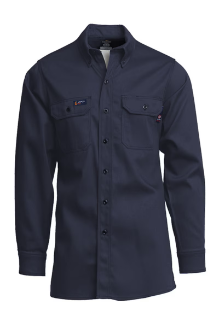 Lapco Mens FR 7 oz Uniform Shirt - Navy FR,flame,fire,resistant,retardant,men,mens,boy,boys,shirt,solid,uniform,collar,collared,neck,long,sleeve,light,dark,navy,blue,indigo,midnight