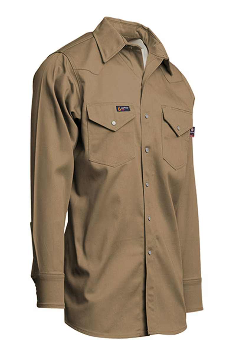 Lapco Mens FR 7 oz Western Shirt - Khaki - IKH7WS-