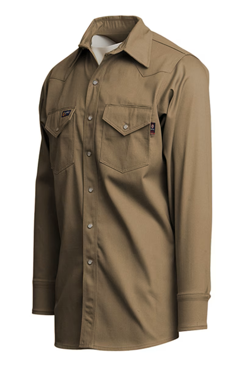 Lapco Mens FR 7 oz Western Shirt - Khaki - IKH7WS-