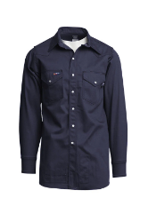 Lapco Mens FR 7 oz Western Shirt - Navy FR,flame,fire,resistant,retardant,men,mens,boy,boys,shirt,solid,uniform,collar,collared,neck,long,sleeve,light,dark,navy,blue,indigo,midnight
