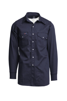 Lapco Mens FR 7 oz Western Shirt - Navy FR,flame,fire,resistant,retardant,men,mens,boy,boys,shirt,solid,uniform,collar,collared,neck,long,sleeve,light,dark,navy,blue,indigo,midnight