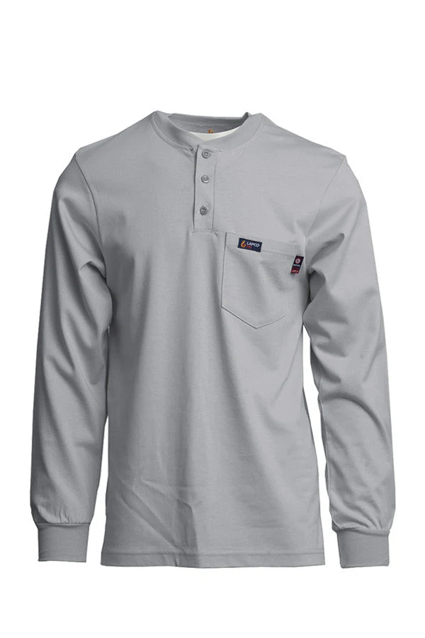 Lapco Mens FR Jersey Knit Henley Tee - Gray