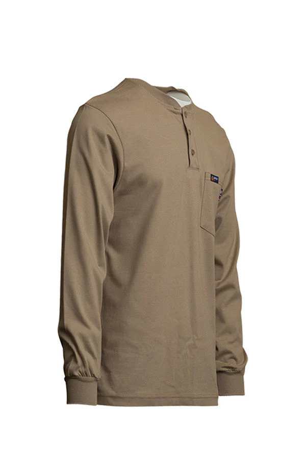 Lapco Mens FR Jersey Knit Henley Tee - Khaki - FRT-HJEKHA-