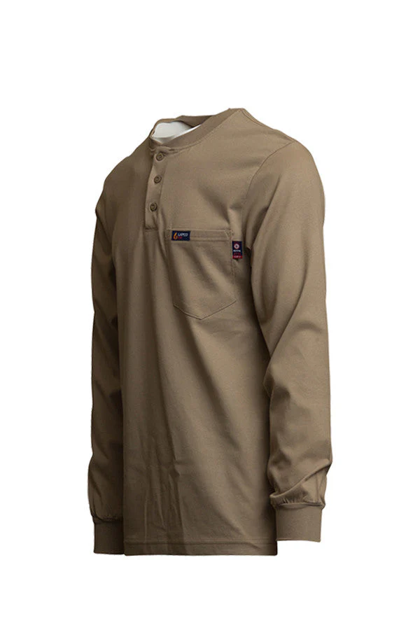 Lapco Mens FR Jersey Knit Henley Tee - Khaki - FRT-HJEKHA-