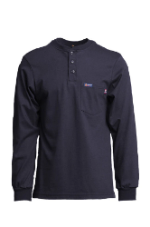 Lapco Mens FR Jersey Knit Henley Tee - Navy FR,flame,fire,resistant,retardant,men,mens,boy,boys,shirt,solid,crew,neck,tee,t-shirt,long,sleeve,dark,light,navy,blue,indigo,midnight