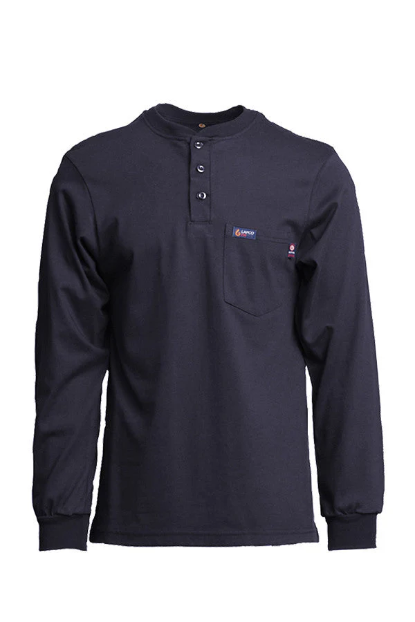 Lapco Mens FR Jersey Knit Henley Tee - Navy