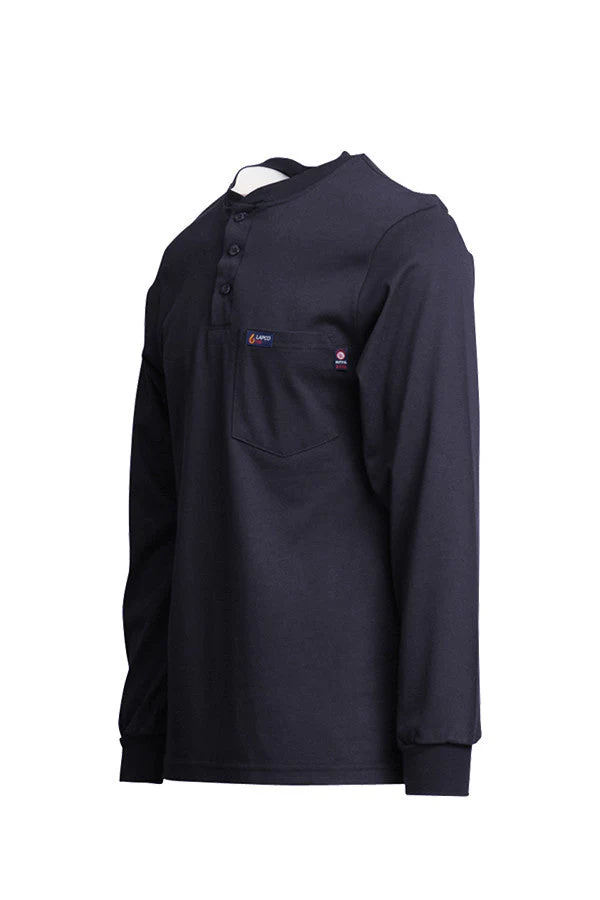Lapco Mens FR Jersey Knit Henley Tee - Navy - FRT-HJENVY-