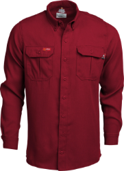 Lapco Mens FR Modern Uniform Shirt - Red fr,fire,flame,resistant,retardant,men,mens,boy,boys,shirt,top,collar,collared.long,sleeve,solid,uniform,dress,dark,red,crimson,scarlet,blood