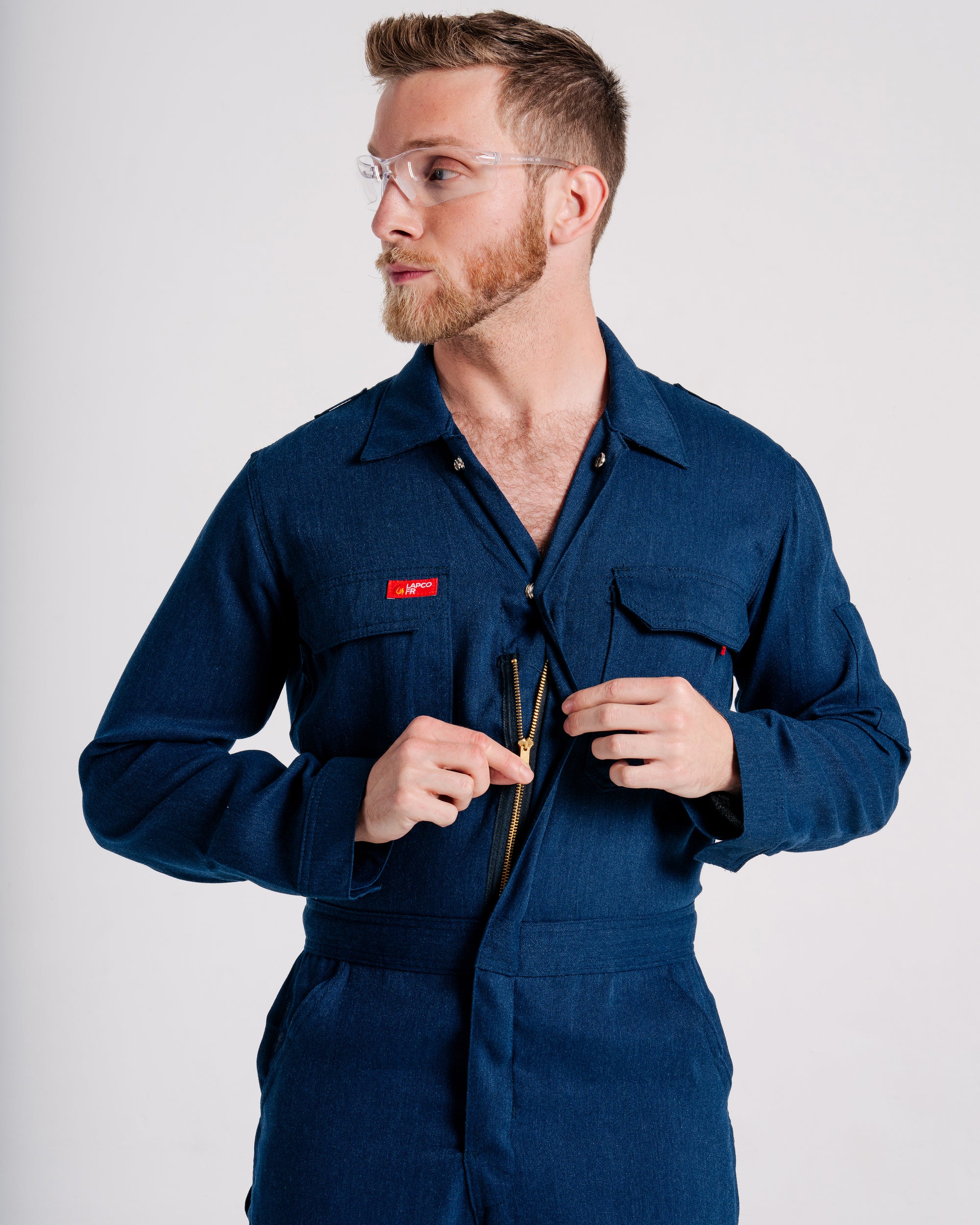 Lapco Men's TecaSafe 5oz FR Deluxe 2.0 Coverall - Denim Navy - TCCF5DN-