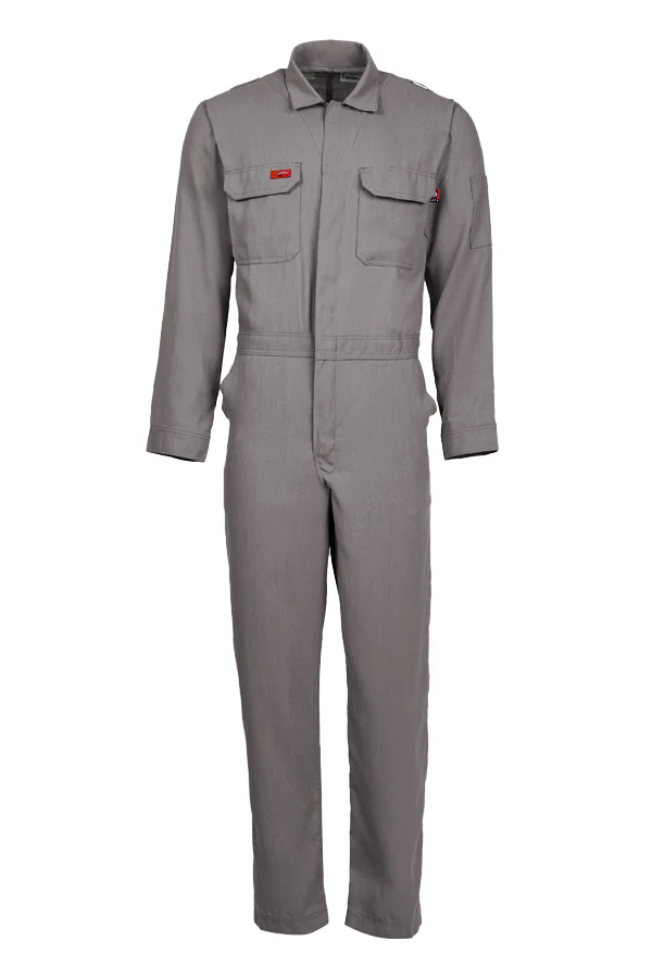Lapco Mens TecaSafe 5oz FR Deluxe 2.0 Coverall - Grey FR,flame,fire,resistant,men,mens,boy,boys,blues,coverall,coveralls,overalls,overall,work,onesie,light,grey,gray,charcoal,iron,metal,silver