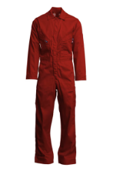 Lapco Mens 7oz. 100% Cotton FR Deluxe Coverall - Red FR,flame,fire,resistant,men,mens,boy,boys,blues,coverall,coveralls,overalls,overall,work,onesie,dark,red,crimson,scarlet,blood