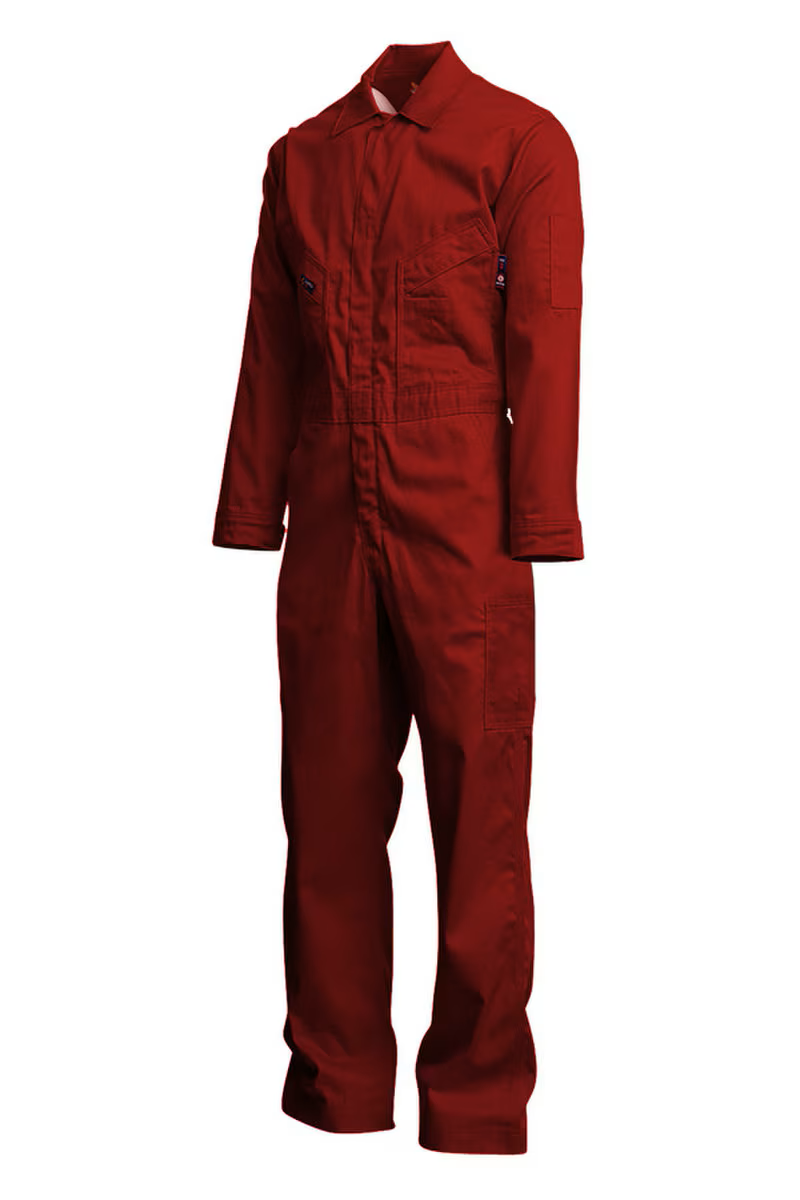 Lapco Mens 7oz. 100% Cotton FR Deluxe Coverall - Red - CVFRD7RD-