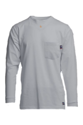 Lapco Mens FR 6oz 93/7 Pocket T-Shirt - Gray FR,flame,fire,resistant,retardant,men,mens,boy,boys,shirt,solid,crew,neck,tee,t-shirt,long,sleeve,dark,light,gray,grey,charcoal,iron,metal
