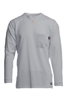 Lapco Mens FR 6oz 93/7 Pocket T-Shirt - Gray FR,flame,fire,resistant,retardant,men,mens,boy,boys,shirt,solid,crew,neck,tee,t-shirt,long,sleeve,dark,light,gray,grey,charcoal,iron,metal