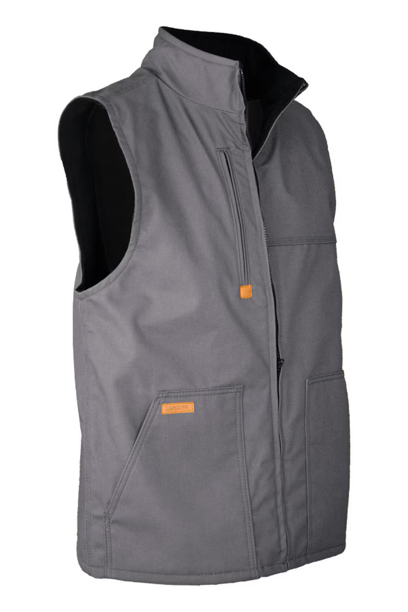 Lapco Mens FR Fleece Lined Vest with Windshield Technology - Gray - V-FRWS9GY-
