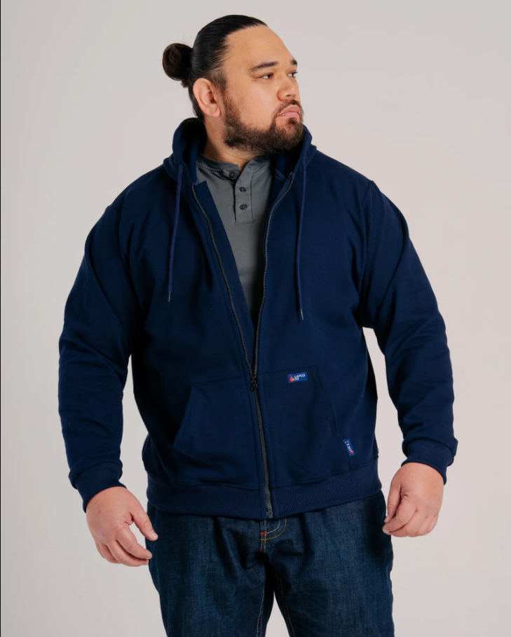 Lapco Mens FR Full Zip Hood Sweater - Navy - SWHFR14ZNY-