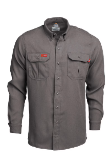 Lapco Mens FR Modern Uniform Shirt - Gray fr,fire,flame,resistant,retardant,men,mens,boy,boys,shirt,top,collar,collared.long,sleeve,solid,uniform,dress,dark,grey,gray,iron,charcoal,silver
