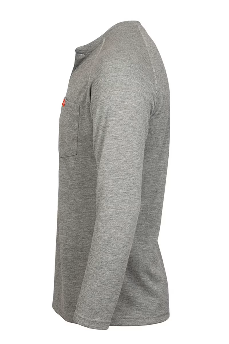 Lapco Mens FR Raglan Sleeve T-Shirt Henley - Gray - FRT-RHP-GRY-