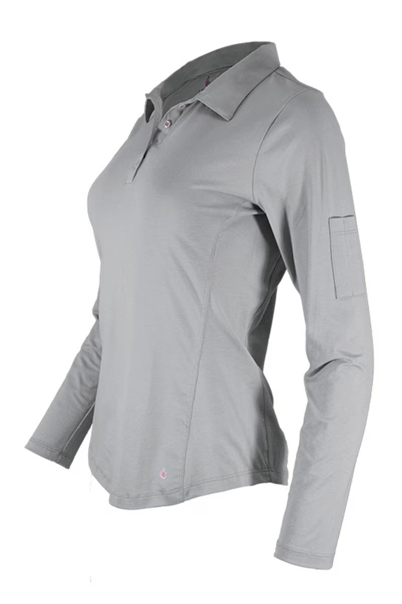 Lapco Womens 6 oz 93/7 Blend Knit FR Polo Shirt - Gray - L-SPFR6GY-