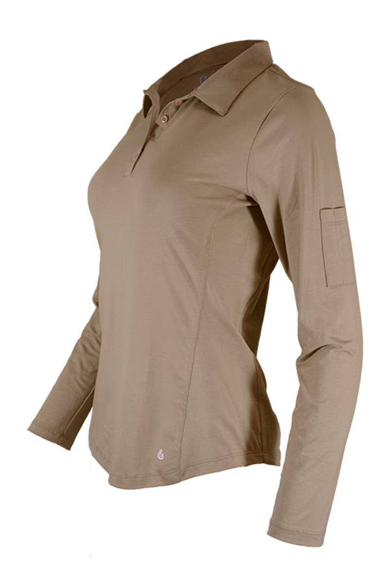 Lapco Womens 6 oz 93/7 Blend Knit FR Polo Shirt - Khaki - L-SPFR6KH-