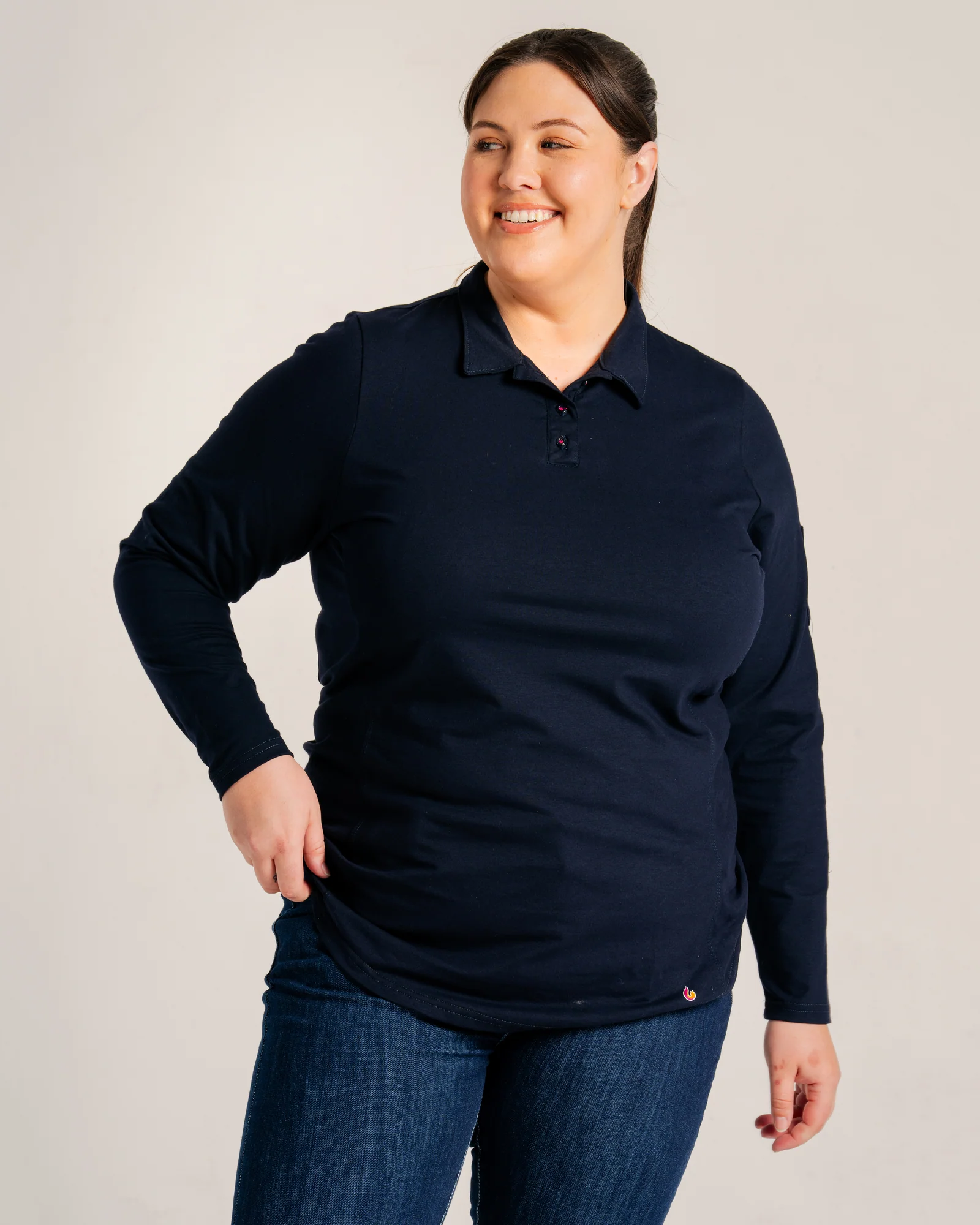 Lapco Womens 6 oz 93/7 Blend Knit FR Polo Shirt - Navy - L-SPFR6NV-