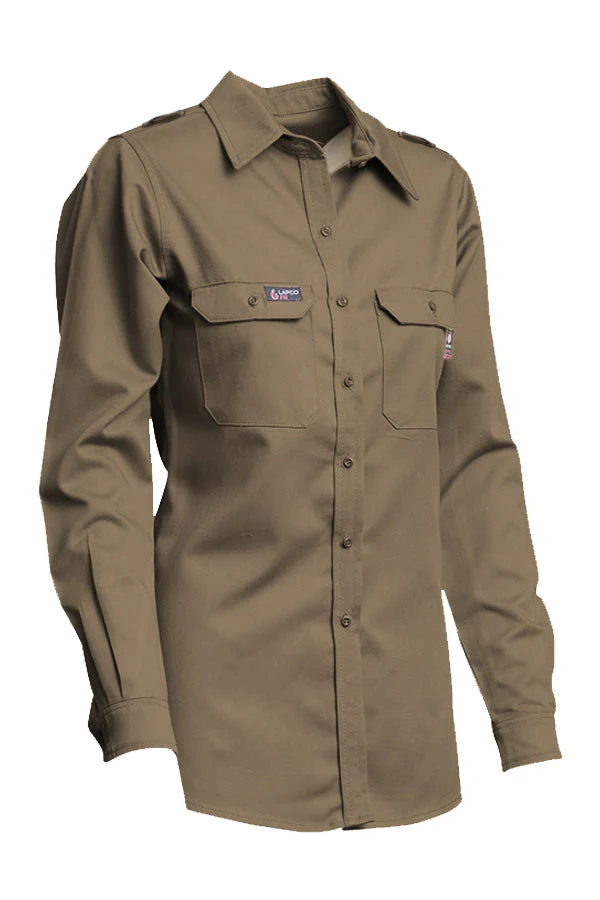 Lapco Women's DH Uniform Shirts 6.5oz. Westex - Khaki - L-SFRDH6KH-