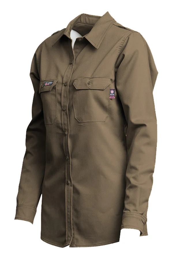 Lapco Women's DH Uniform Shirts 6.5oz. Westex - Khaki - L-SFRDH6KH-