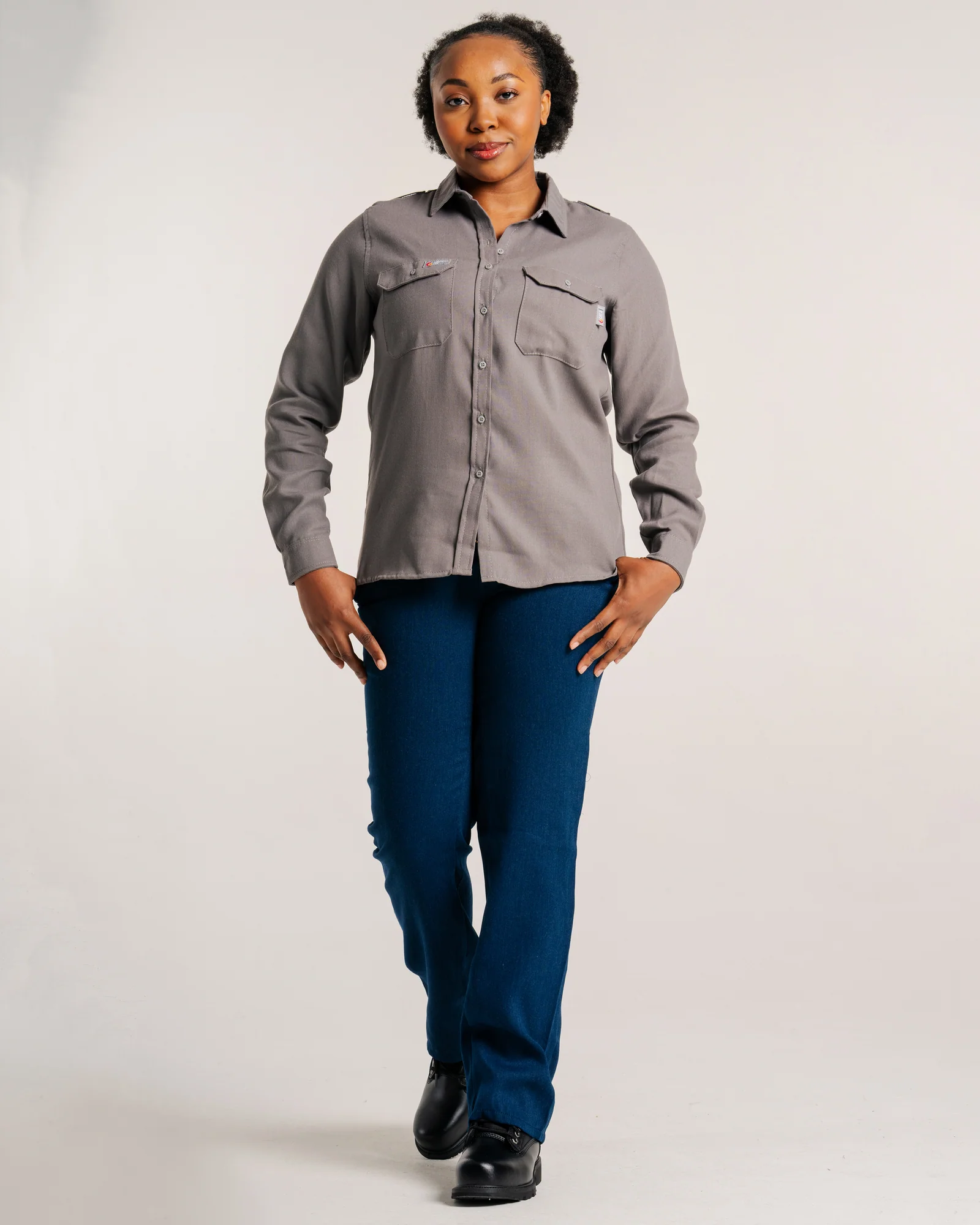 Lapco Womens FR 5oz TecaSafe One Inherent Uniform Pants - Denim Navy - L-PTCFR5DN-